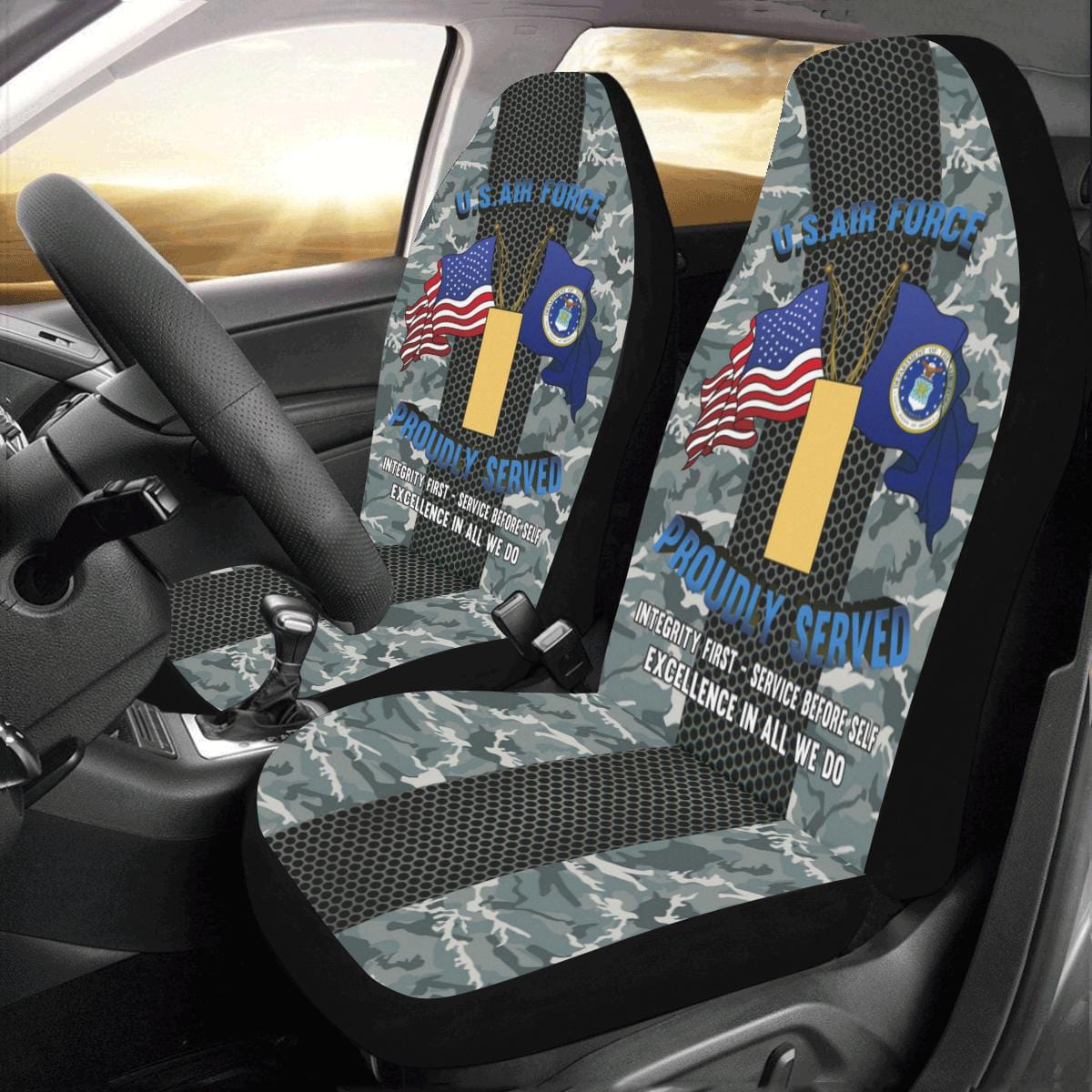 US Air Force O-1 Second Lieutenant 2d Lt O1 Commissioned Officer Car Seat Covers (Set of 2)-SeatCovers-USAF-Ranks-Veterans Nation