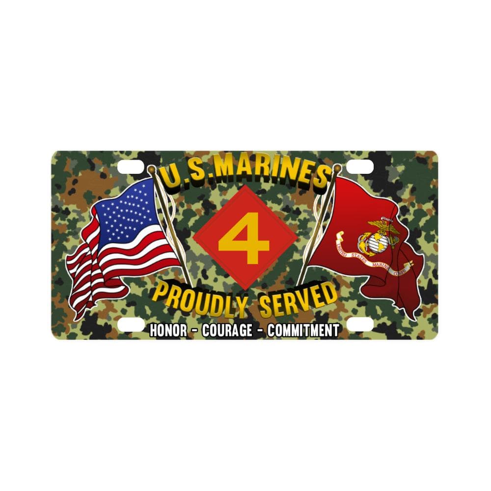 US Marine Corps 4th Division Classic License Plate Classic License Plate-LicensePlate-USMC-Division-Veterans Nation