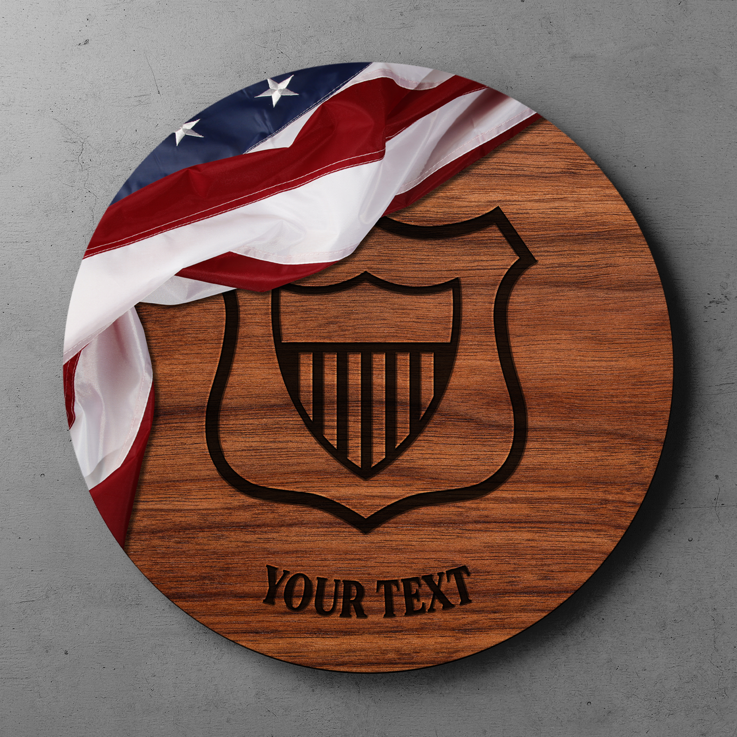 Custom Round Wood Sign, USA Flag With Military Ranks/Insignia, Personalized Text-Round Sign-Veterans Nation