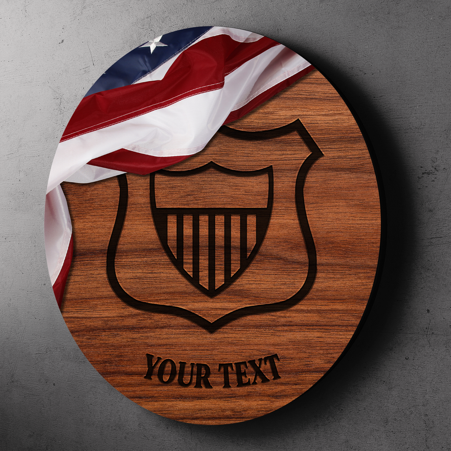 Custom Round Wood Sign, USA Flag With Military Ranks/Insignia, Personalized Text-Round Sign-Veterans Nation