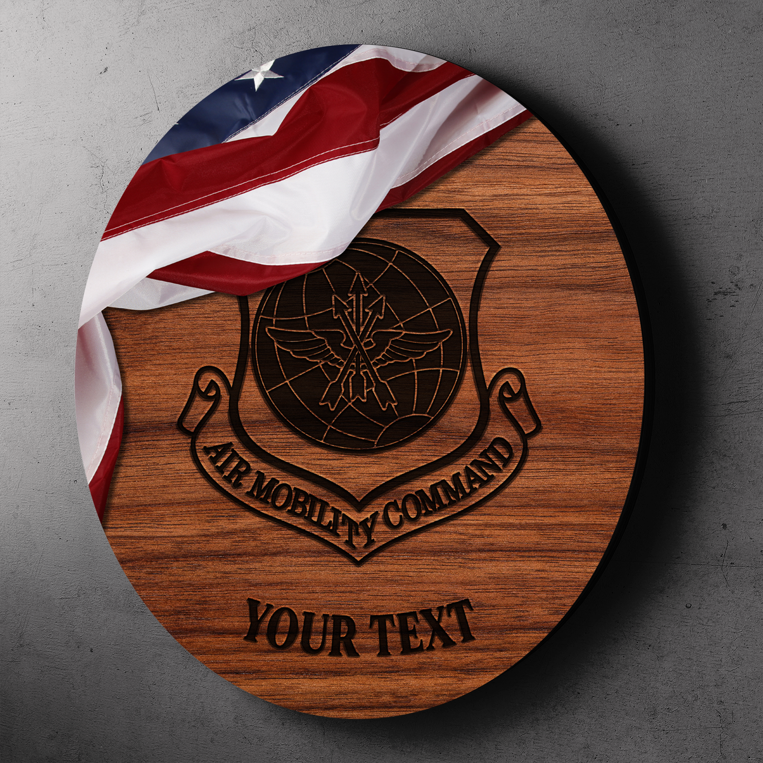 Custom Round Wood Sign, USA Flag With Military Ranks/Insignia, Personalized Text-Round Sign-Veterans Nation