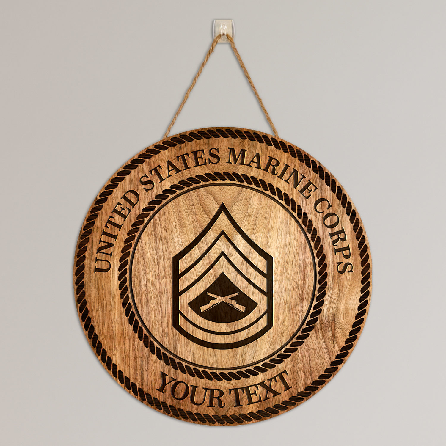 Custom Round Wood Sign, Wood Background - Personalized Text & Ranks-Round Sign-Veterans Nation