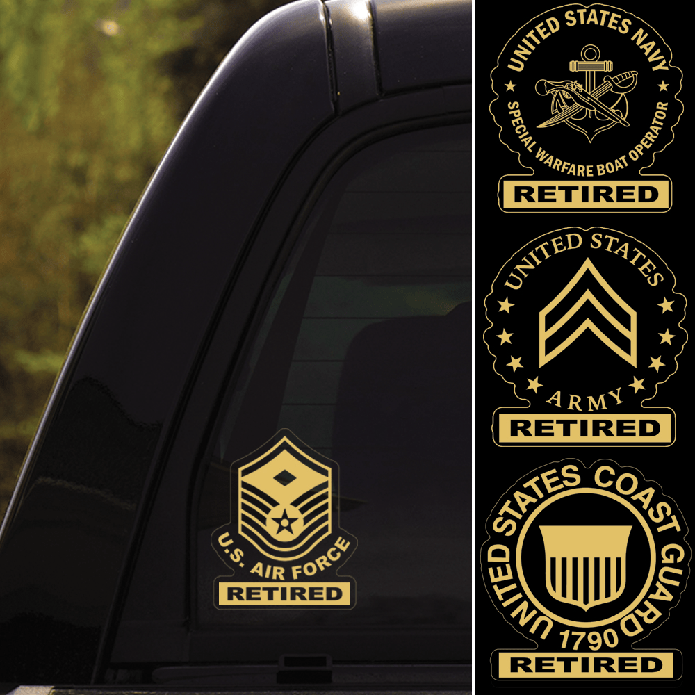 US Military Insignia Retired Clear Stickers-Decal-AllBranch-Veterans Nation
