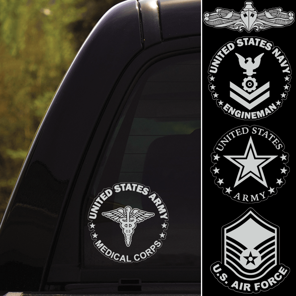 US Military Insignia Clear Stickers-Decal-AllBranch-Veterans Nation