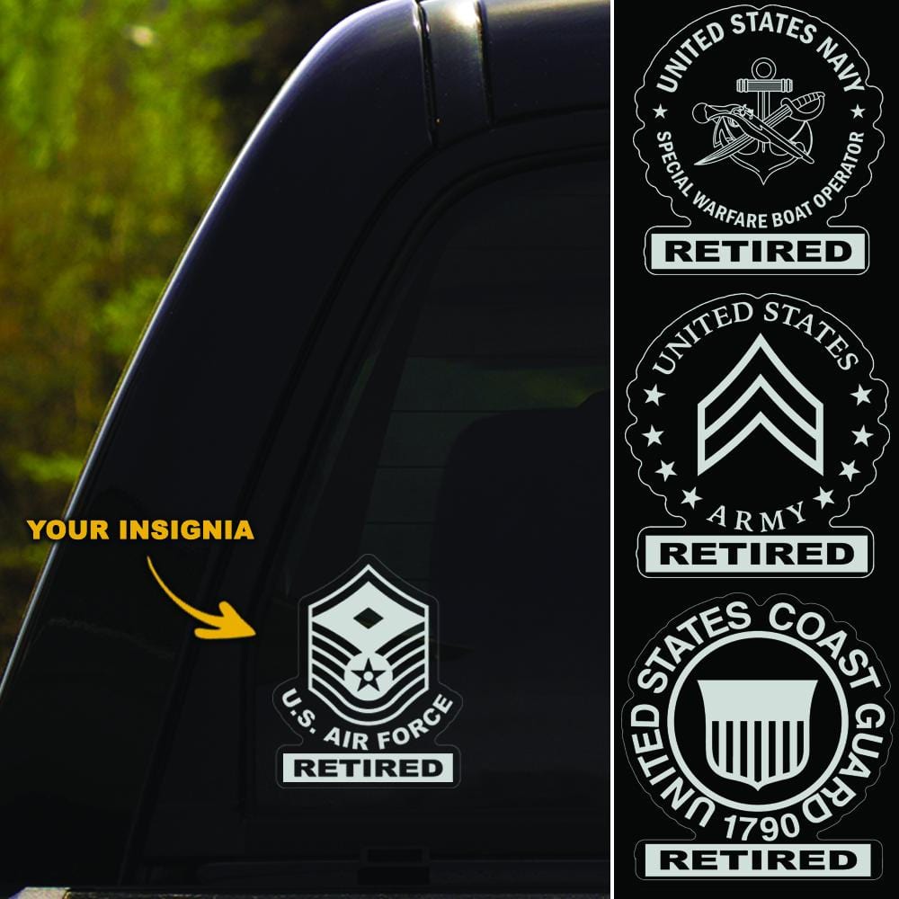 US Military Insignia Retired Clear Stickers-Decal-AllBranch-Veterans Nation