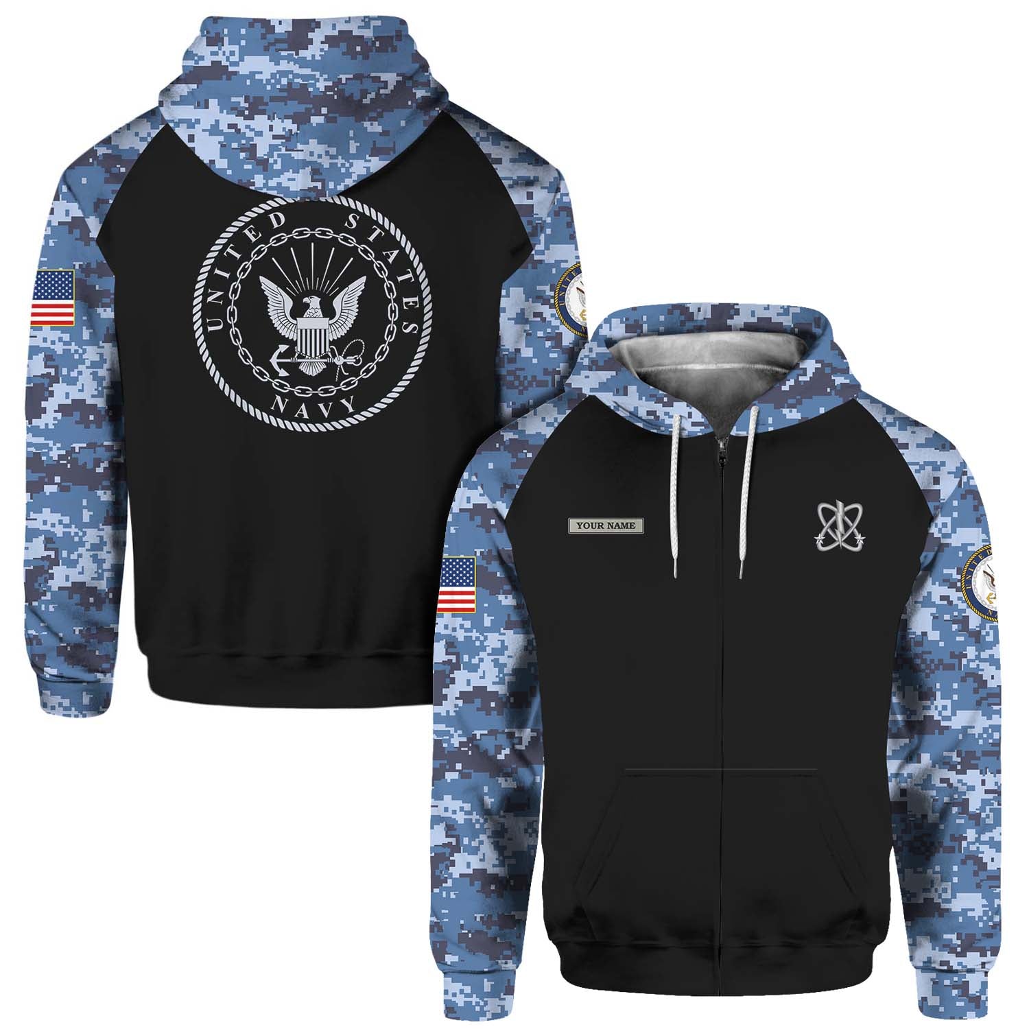 Custom 3D All Over Prints Hoodie, Personalized Name And Ranks, Military Camo-AOV-Custom-Veterans Nation