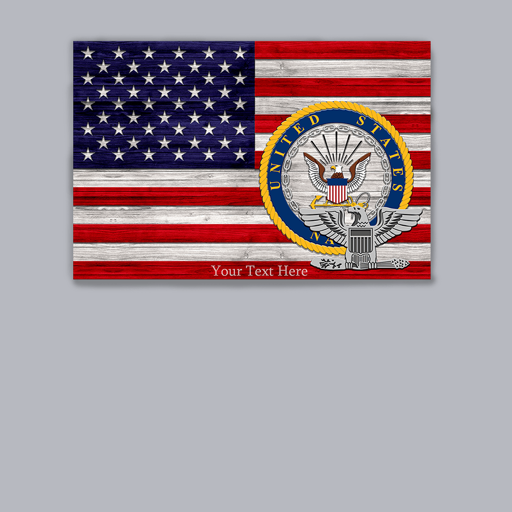 Personalized Canvas 1.5in Frame - American Flag With Military Ranks/Insignia - Personalized Text & Ranks/Insignia-Canvas-Personalized-AllBranch-Veterans Nation