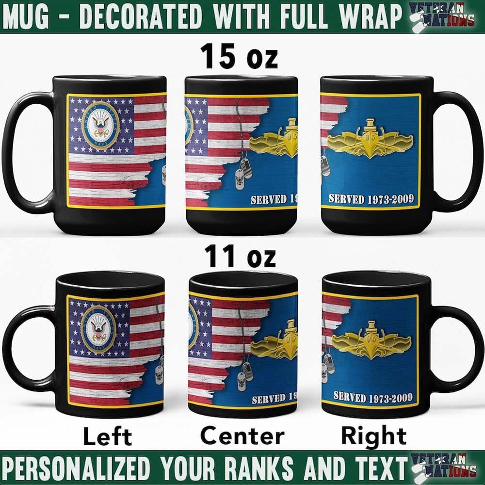 US Navy Combat Badge - Personalized 11oz - 15oz Black Mug-Mug-Personalized-Navy-Badge-Veterans Nation