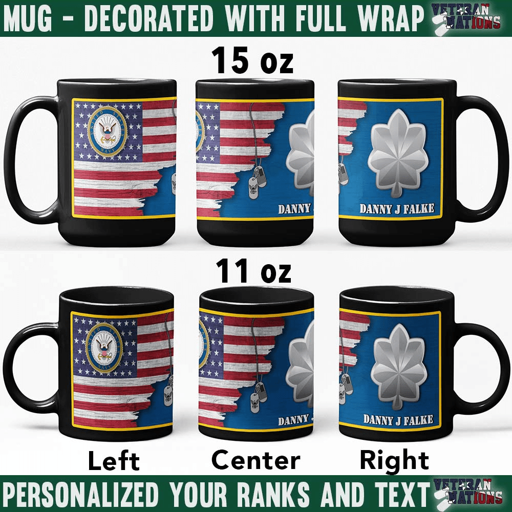US Navy Officer - Personalized 11oz - 15oz Black Mug-Mug-Personalized-Navy-Officer-Veterans Nation