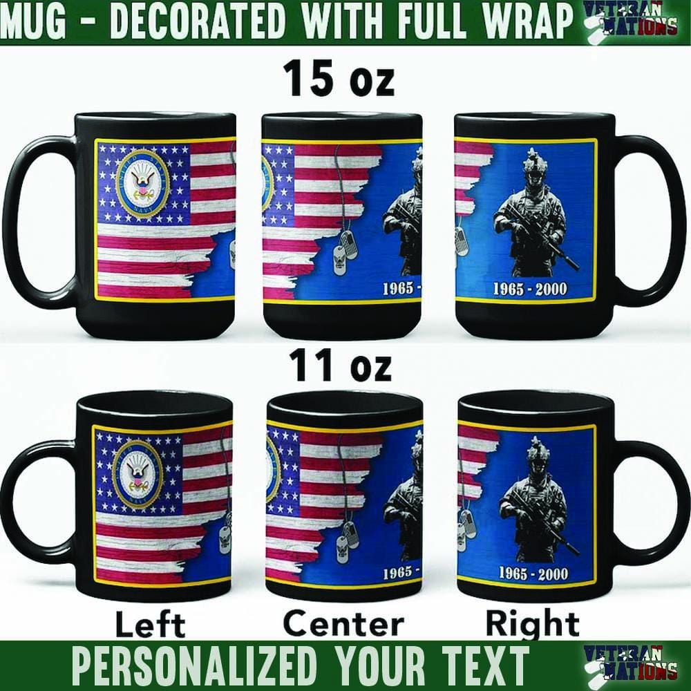 US Navy Soldier - Personalized 11oz - 15oz Black Mug-Mug-Personalized-Navy-Logo-Veterans Nation