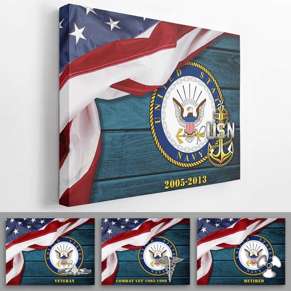 Personalized Canvas 1.5in Frame - USA Flag With Military Ranks/Insignia - Personalized Name & Ranks Wood Background-Canvas-Personalized-AllBranch-Veterans Nation
