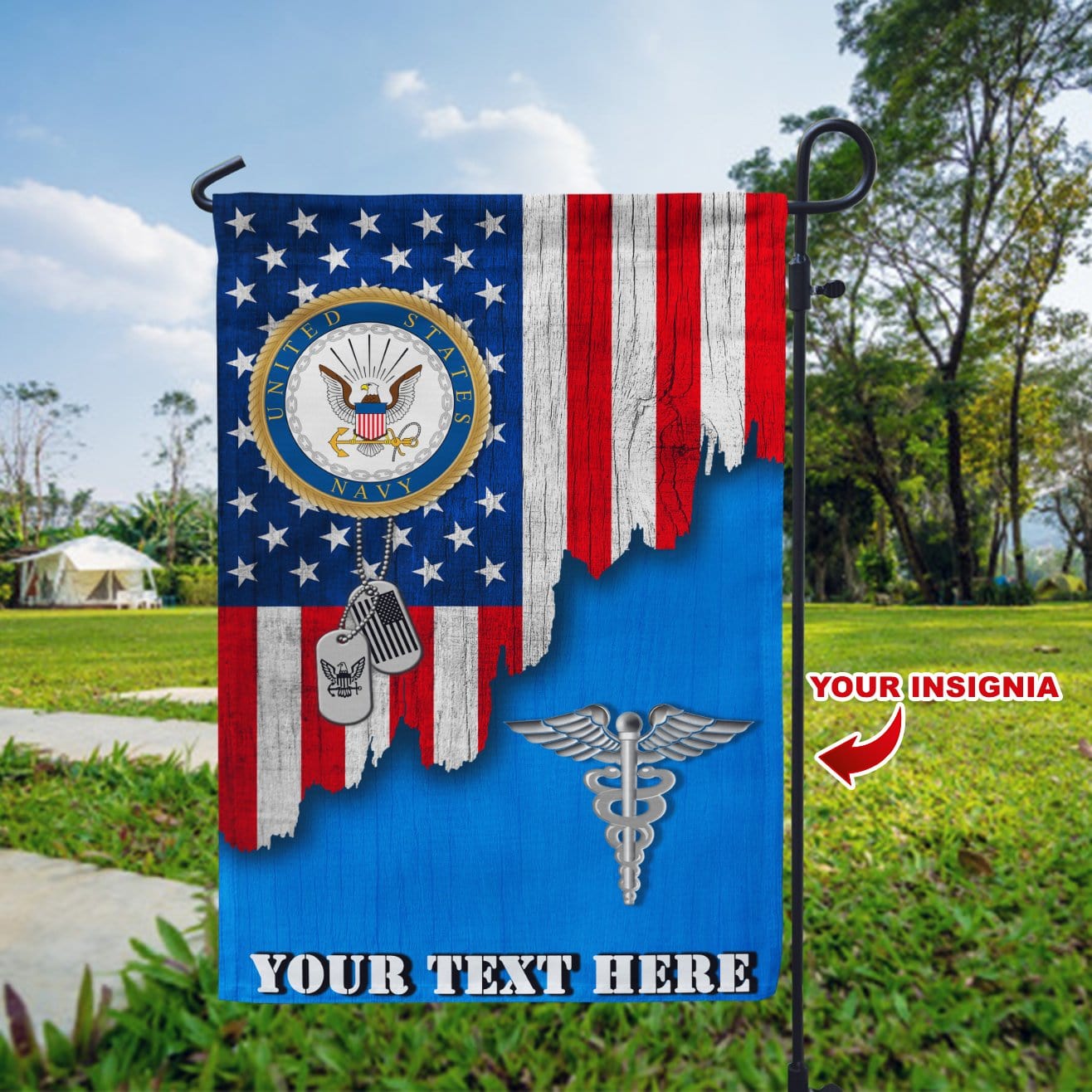 Personalized US Military Logo/Insignia and Text D01 Garden Flag/Yard Flag 12 inches x 18 inches Twin-Side Printing-GDFlag-Personalized-Veterans Nation