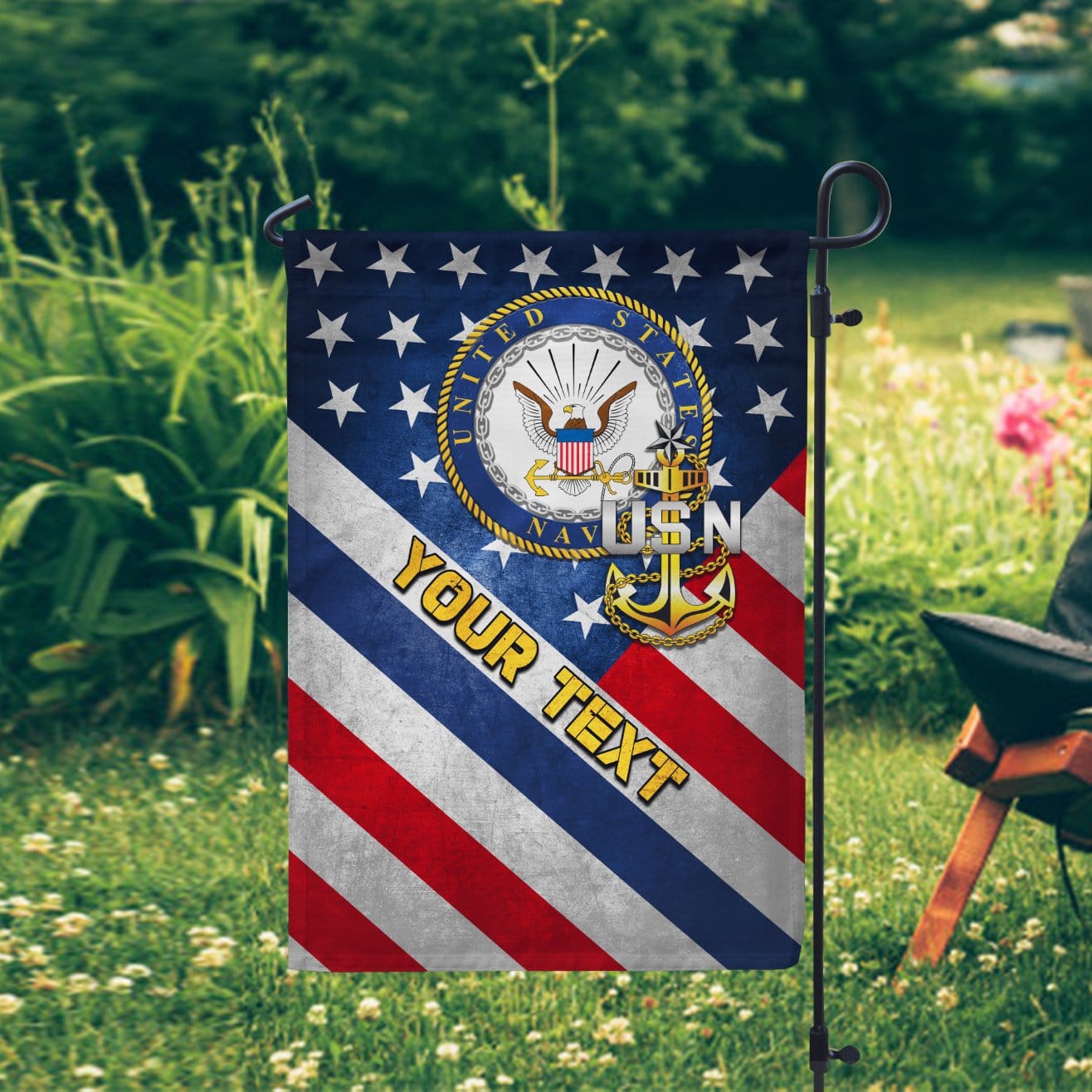 Personalized US Military Logo/Insignia and Text D02 Garden Flag/Yard Flag 12 inches x 18 inches Twin-Side Printing-GDFlag-Personalized-Veterans Nation