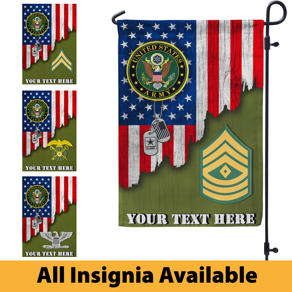Personalized US Army Logo/Insignia and Text Garden Flag/Yard Flag 12 inches x 18 inches Twin-Side Printing-GDFlag-Personalized-Army-Veterans Nation