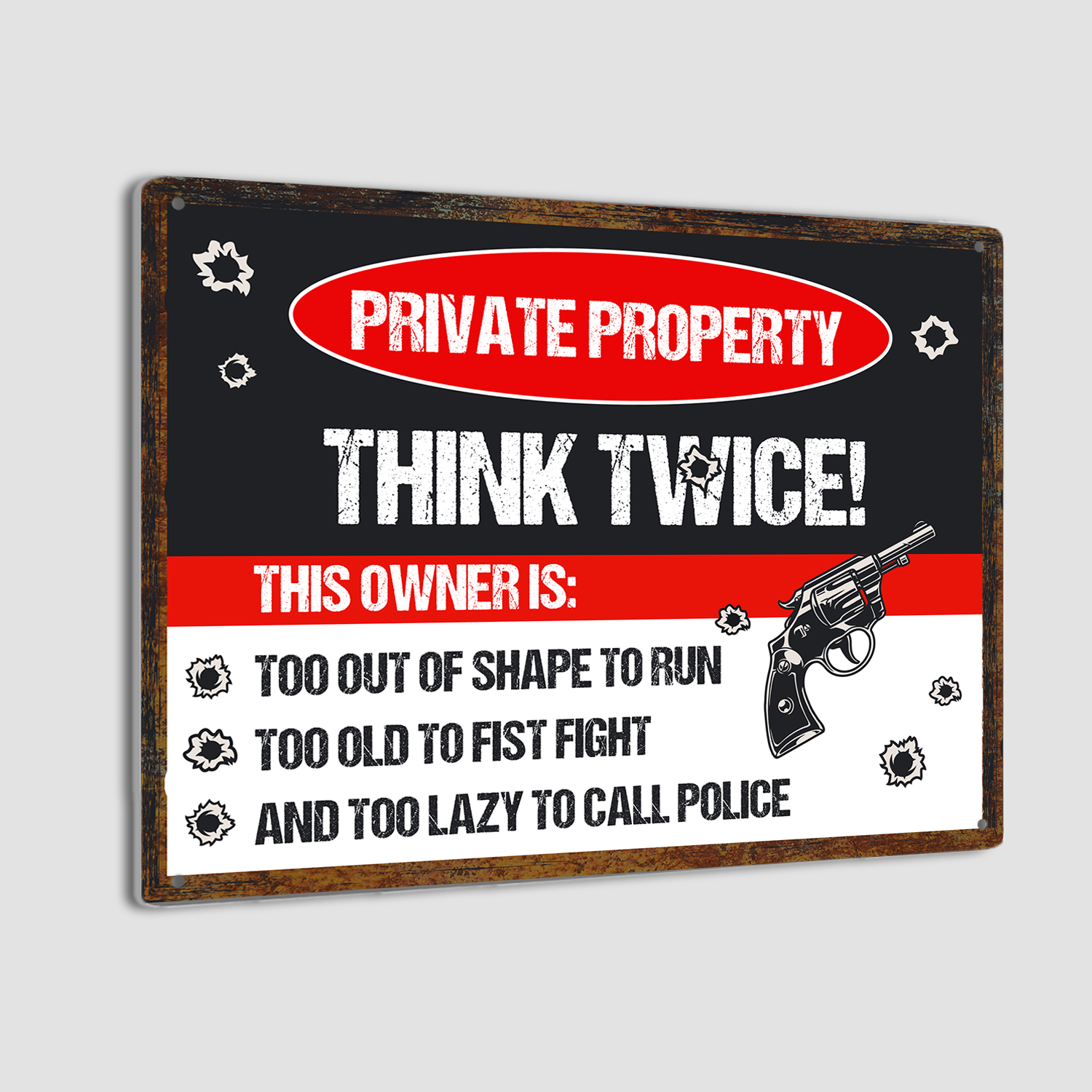Private Property Think Twice Metal Sign-MetalSign-AllBranch-Veterans Nation