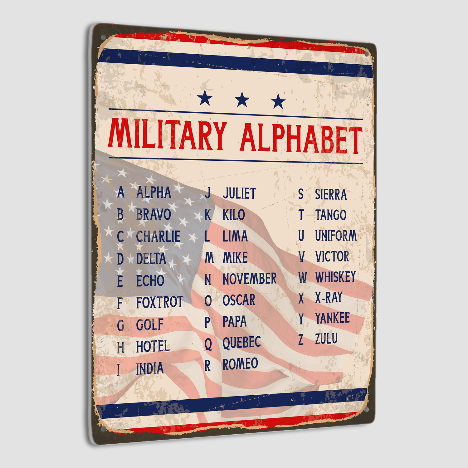 Military Alphabet Metal Sign-MetalSign-AllBranch-Veterans Nation