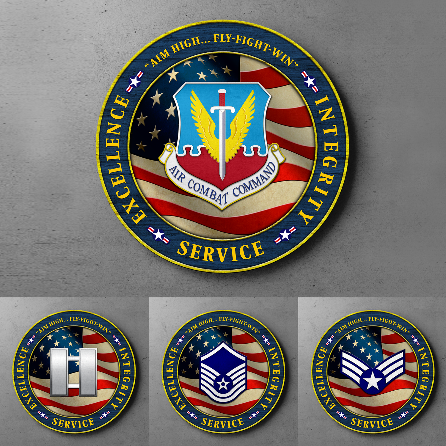 Custom Round Wood Sign, Military Mottos, Core Values With Military Ranks/Insignia-Round Sign-Veterans Nation