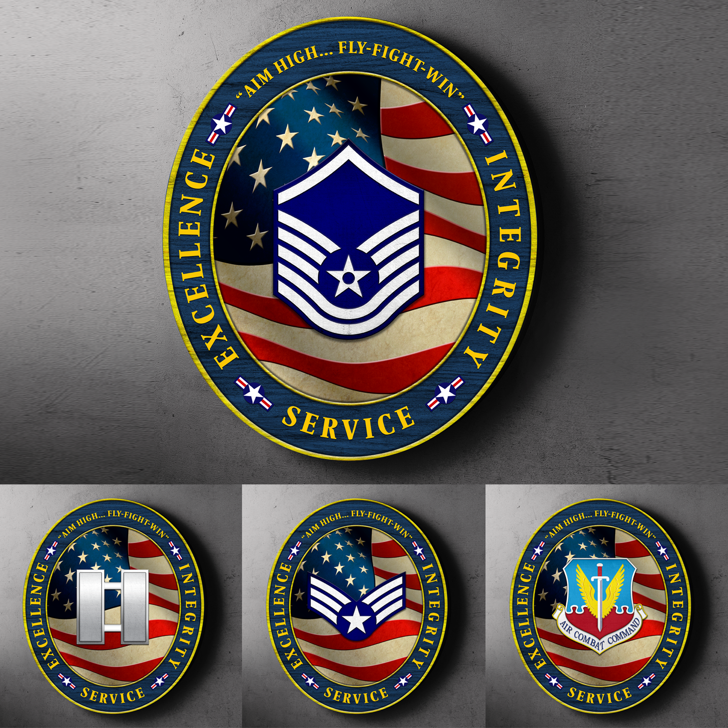 Custom Round Wood Sign, Military Mottos, Core Values With Military Ranks/Insignia-Round Sign-Veterans Nation