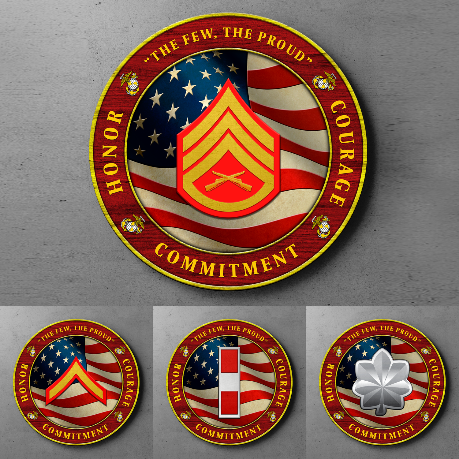 Custom Round Wood Sign, Military Mottos, Core Values With Military Ranks/Insignia-Round Sign-Veterans Nation