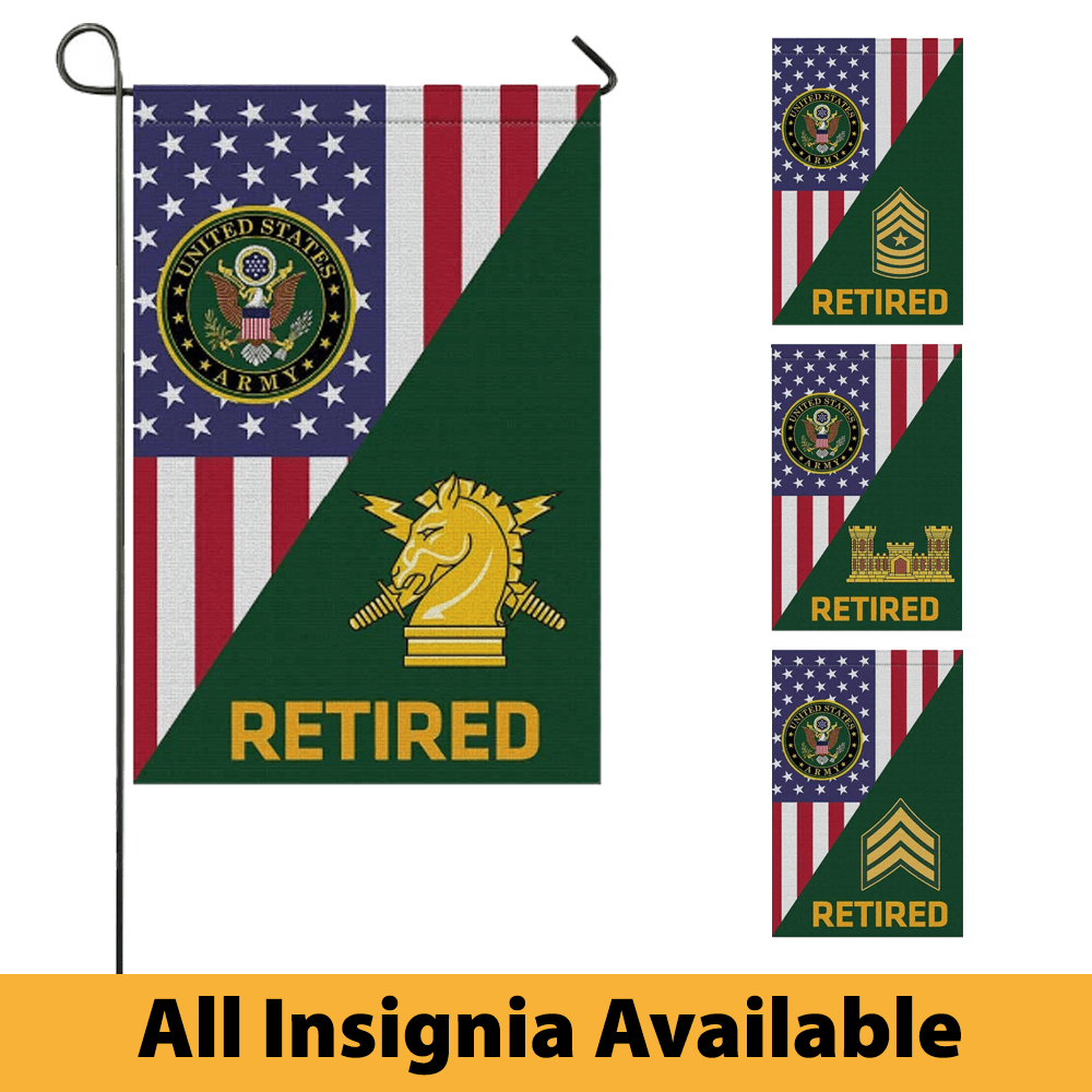 US Army Insignia Retired Garden Flag/Yard Flag 12 Inch x 18 Inch Twin-Side Printing-GDFlag-Army-Veterans Nation