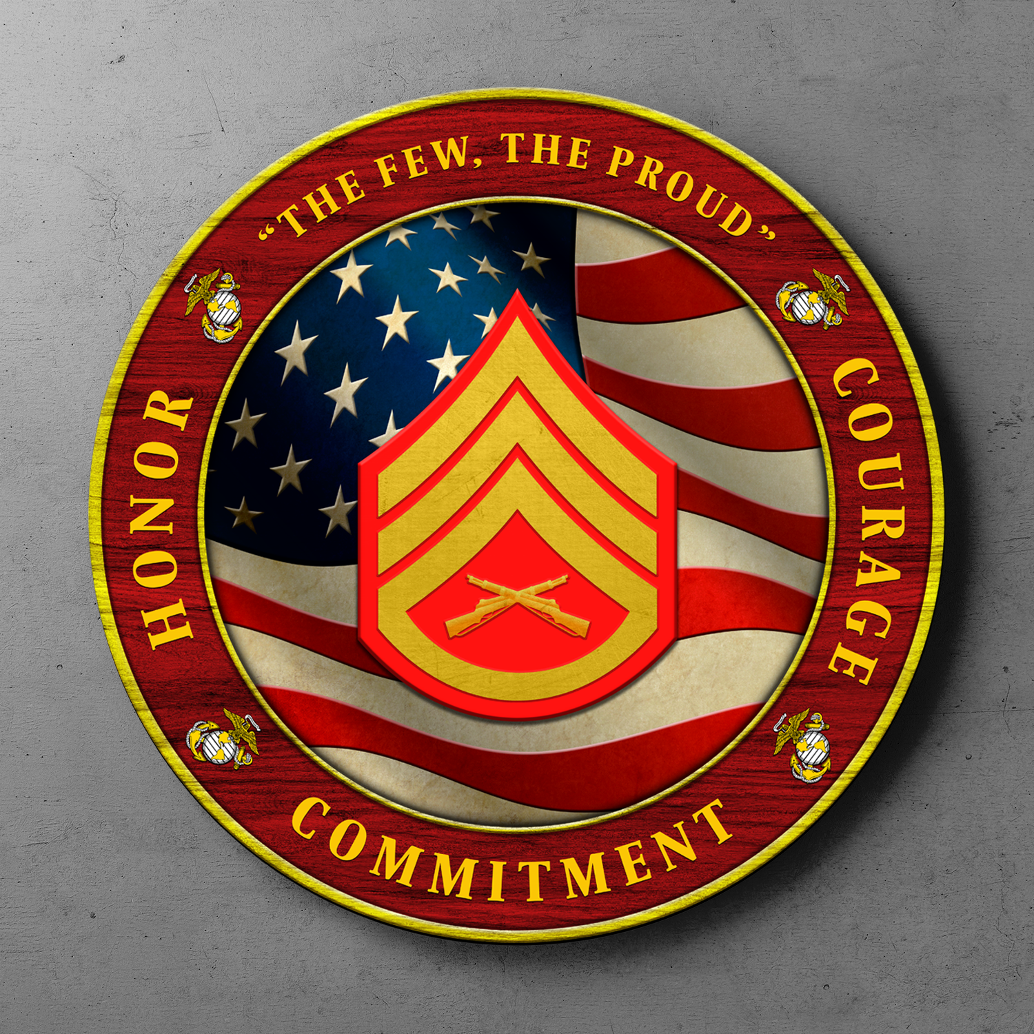 Custom Round Wood Sign, Military Mottos, Core Values With Military Ranks/Insignia-Round Sign-Veterans Nation