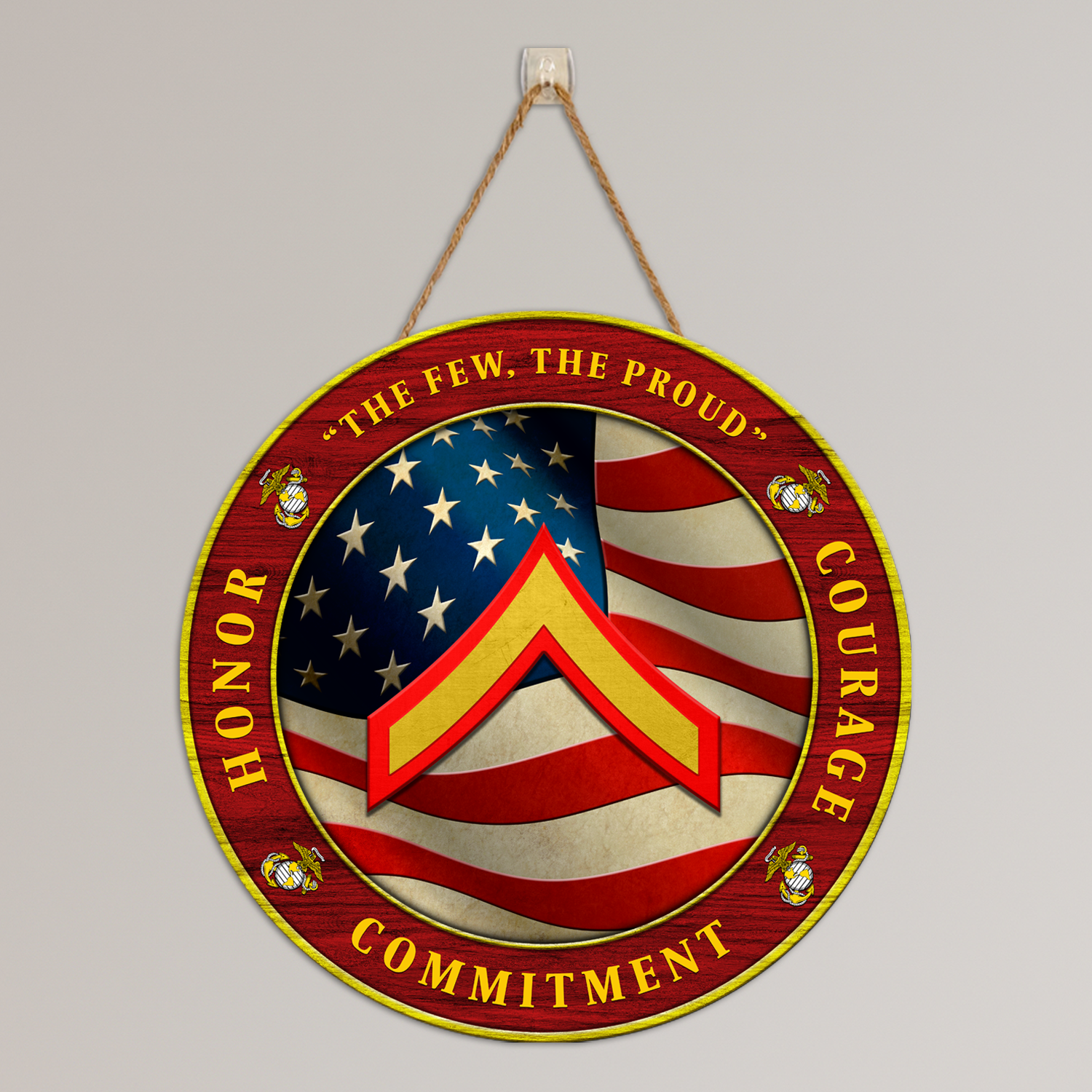 Custom Round Wood Sign, Military Mottos, Core Values With Military Ranks/Insignia-Round Sign-Veterans Nation