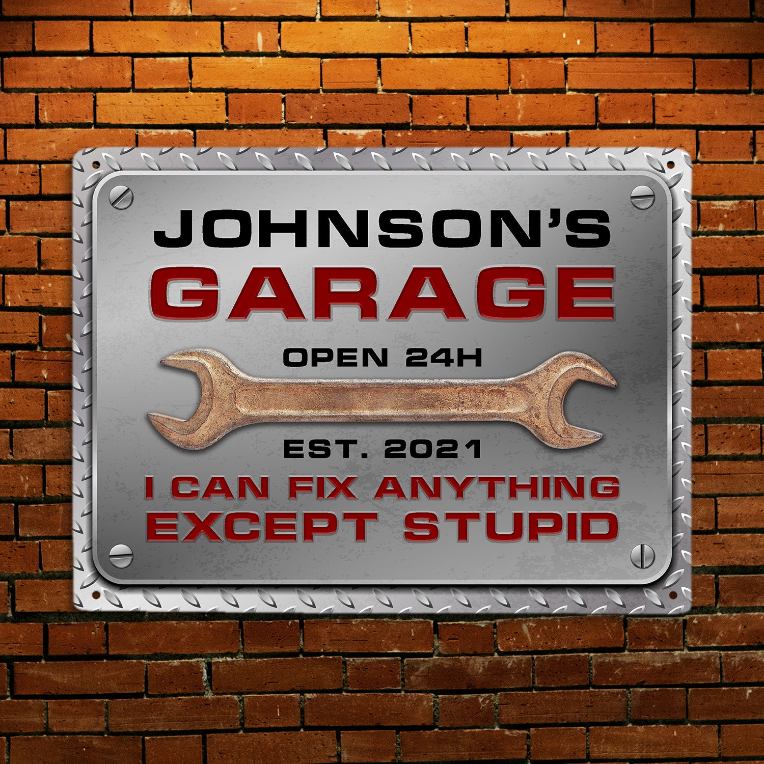 Customized Garage Signs, Open 24h I Can Fix Anything Except Stupid-Kustom-Veterans Nation