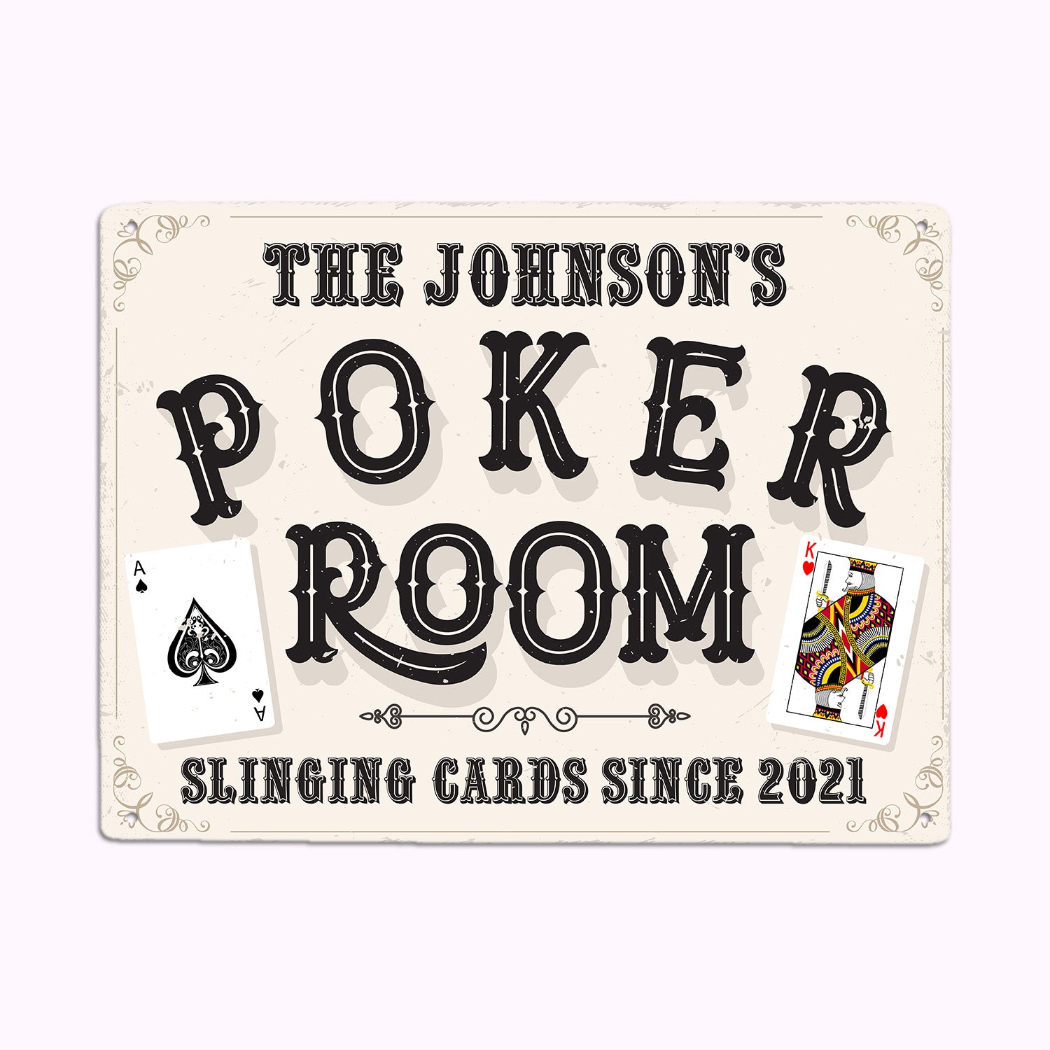 Poker Room, Slinging Cards, Custom Sign, Personalized Name-Kustom-Veterans Nation