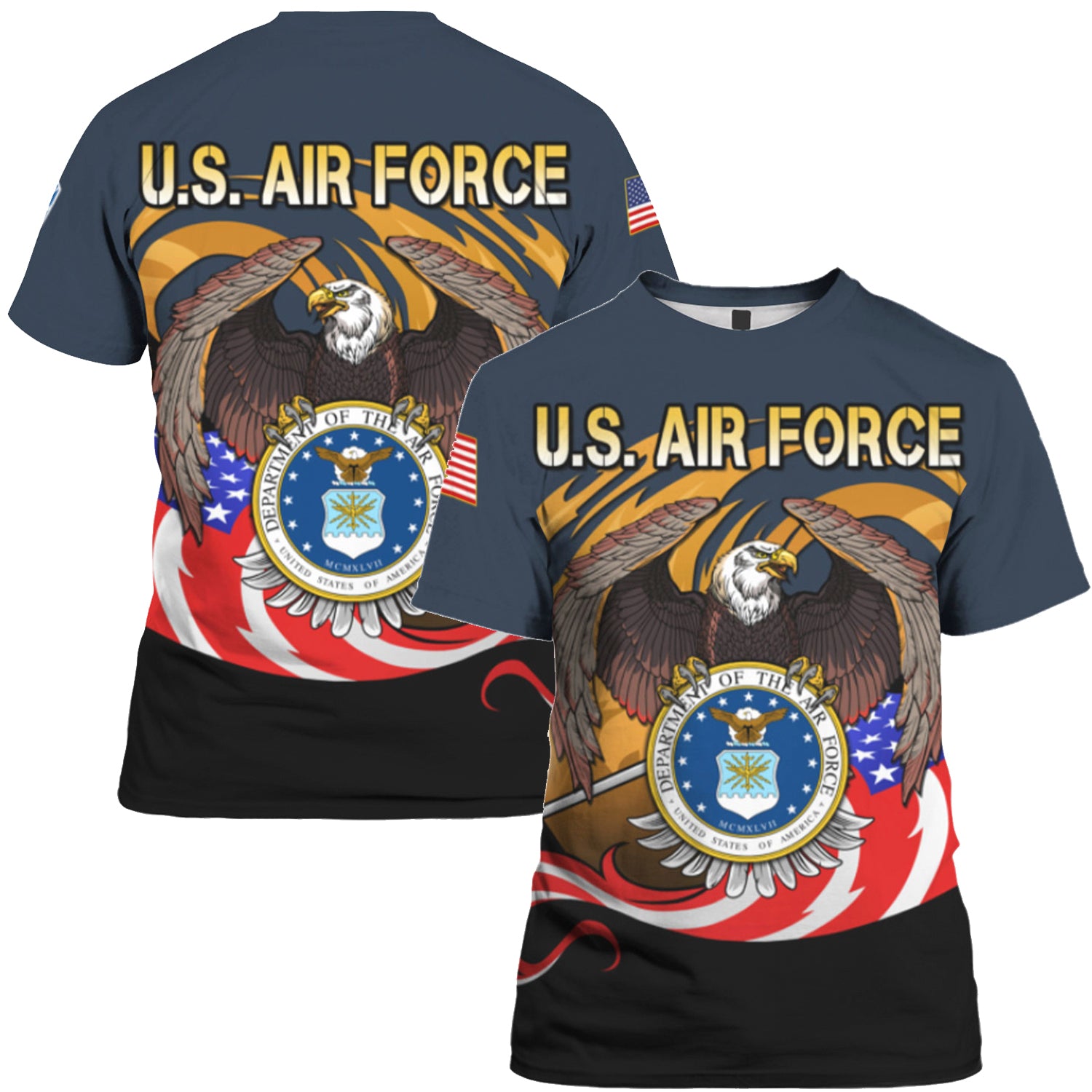 US Military Logo American Eagle 3D All Over Prints Tshirt-Full Printed Apparel-Veterans Nation