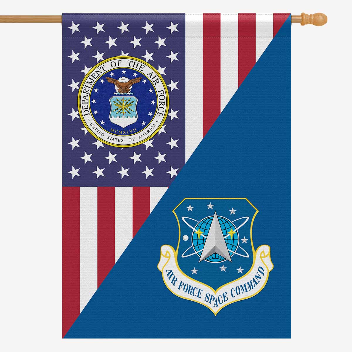US Air Force Space Command House Flag 28 inches x 40 inches Twin-Side Printing-HouseFlag-USAF-Shield-Veterans Nation
