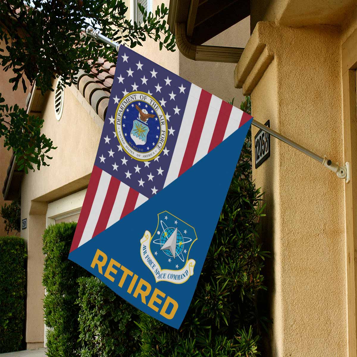 US Air Force Space Command Retired House Flag 28 inches x 40 inches Twin-Side Printing-HouseFlag-USAF-Shield-Veterans Nation
