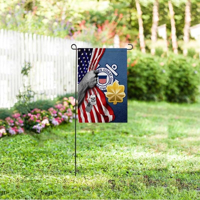 Half USA Flag With Military Ranks/Insignia D04 Garden Flag/Yard Flag 12 Inch x 18 Inch Twin-Side Printing-GDFlag-AllBranch-Veterans Nation