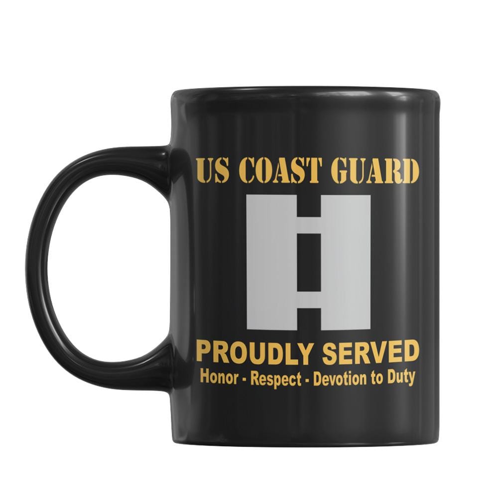 USCG O-3 Lieutenant O3 LT Junior Officer Ranks Proudly Served Core Values 11 oz. Black Mug-Mug-USCG-Officer-Veterans Nation