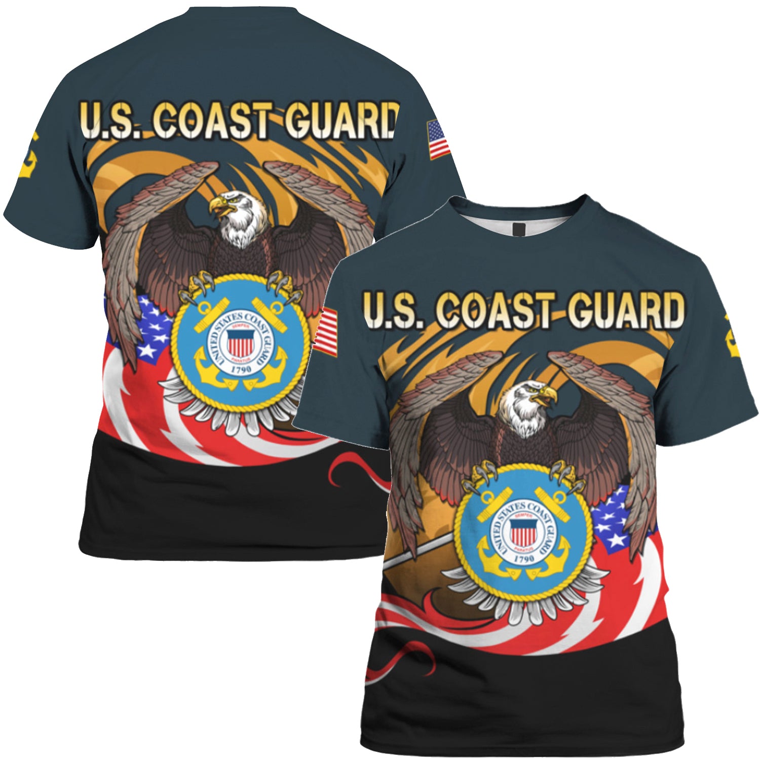 US Military Logo American Eagle 3D All Over Prints Tshirt-Full Printed Apparel-Veterans Nation