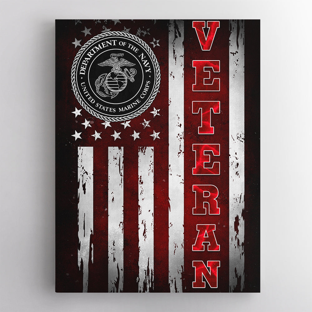 Black/White USA Flag Veteran Canvas 1.5in Frame-Housewares-Veterans Nation