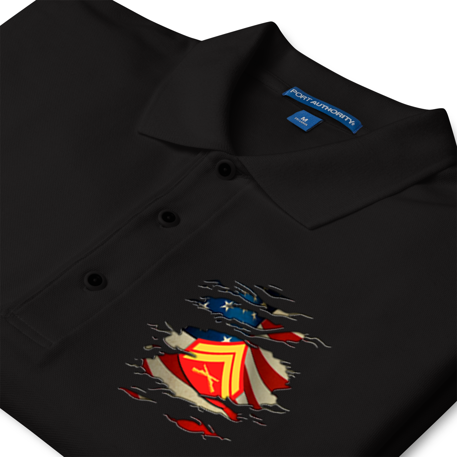 Custom US Marine Corps Ranks/Insignia, Scratch Art, Print On Left Chest Polo Shirt