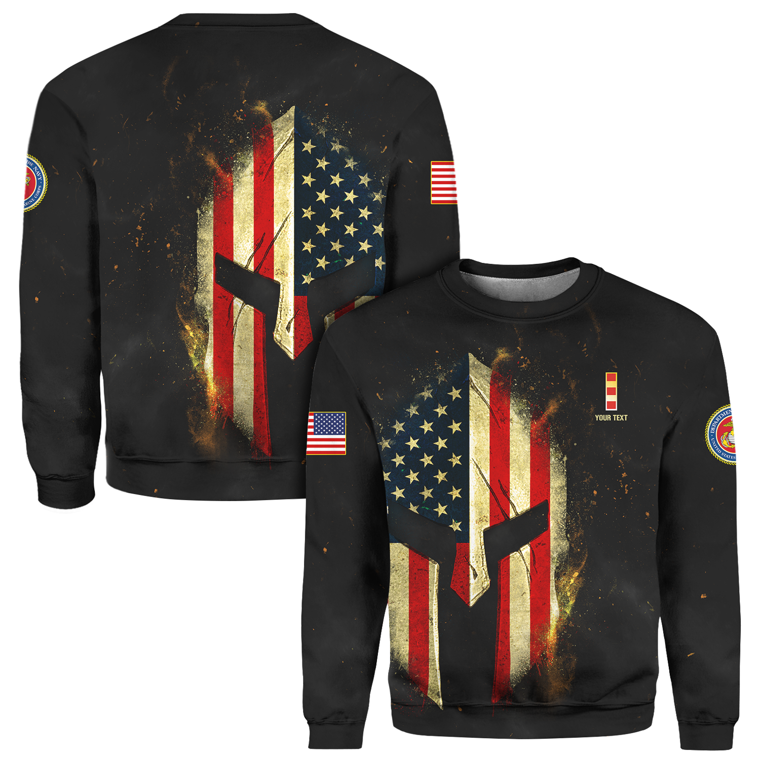 Custom 3D All Over Prints Crewneck Sweatshirt, Personalized Name And Ranks, Spartan Warrior-AOV-Custom-Veterans Nation