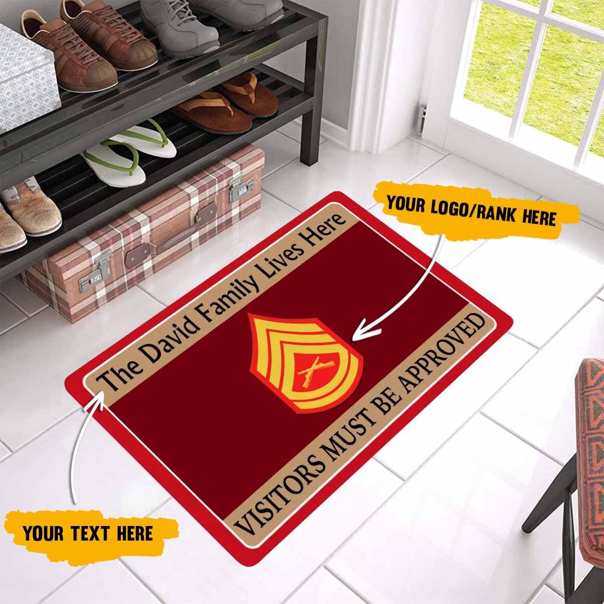 Personalize Doormat - Visitor Must Be Approved 23.6 x15.7 Inches-Doormat-Personalize-General-Veterans Nation