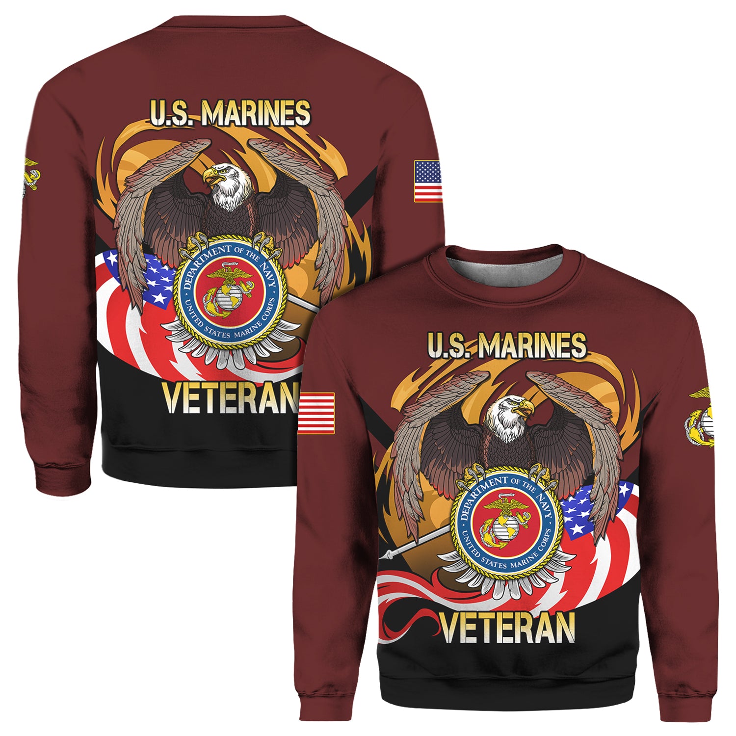 US Veteran American Eagle 3D All Over Prints Crewneck Sweatshirt-Full Printed Apparel-Veterans Nation