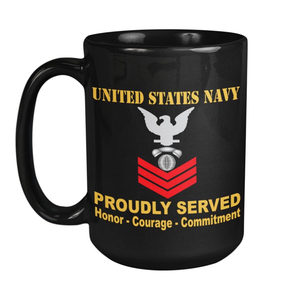 US Navy Interior Communications Electrician Navy IC E-6 Red Stripe 15 oz. Black Mug-Drinkware-Veterans Nation