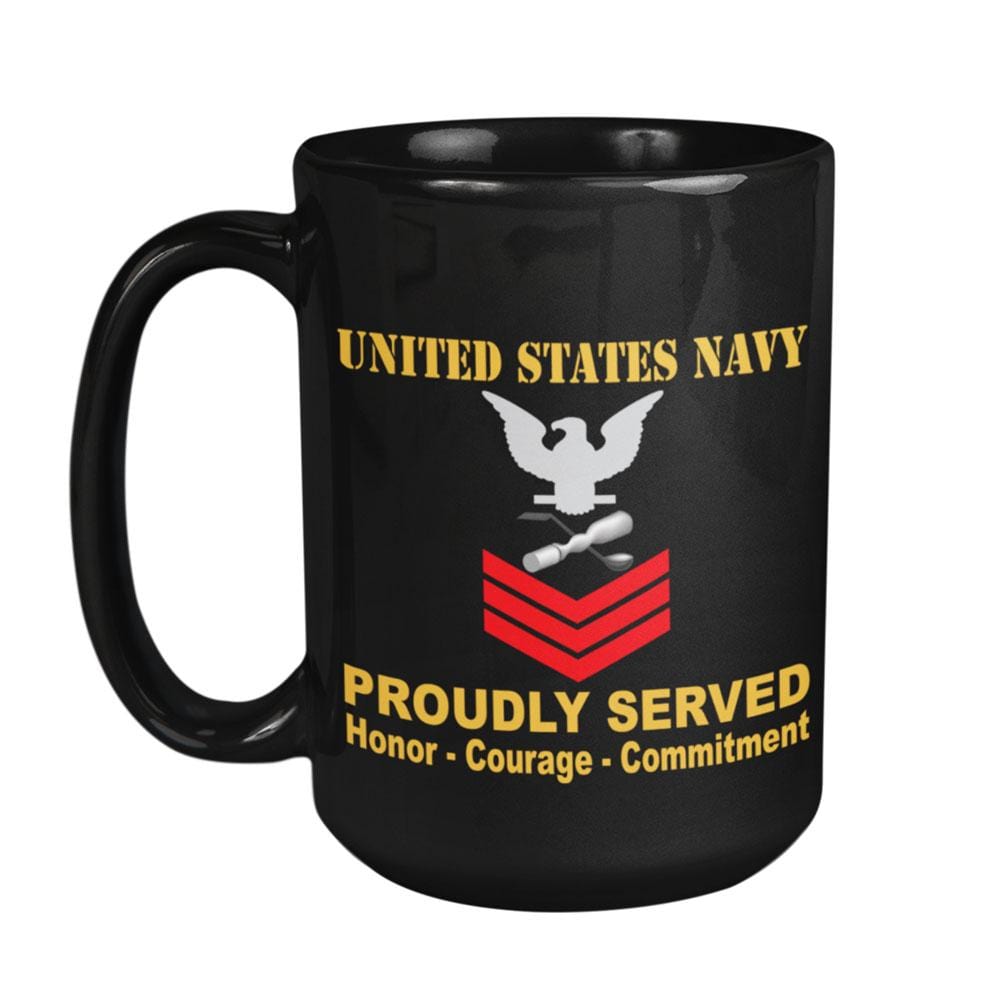 US Navy Molder Navy ML E-6 Red Stripe 15 oz. Black Mug-Drinkware-Veterans Nation
