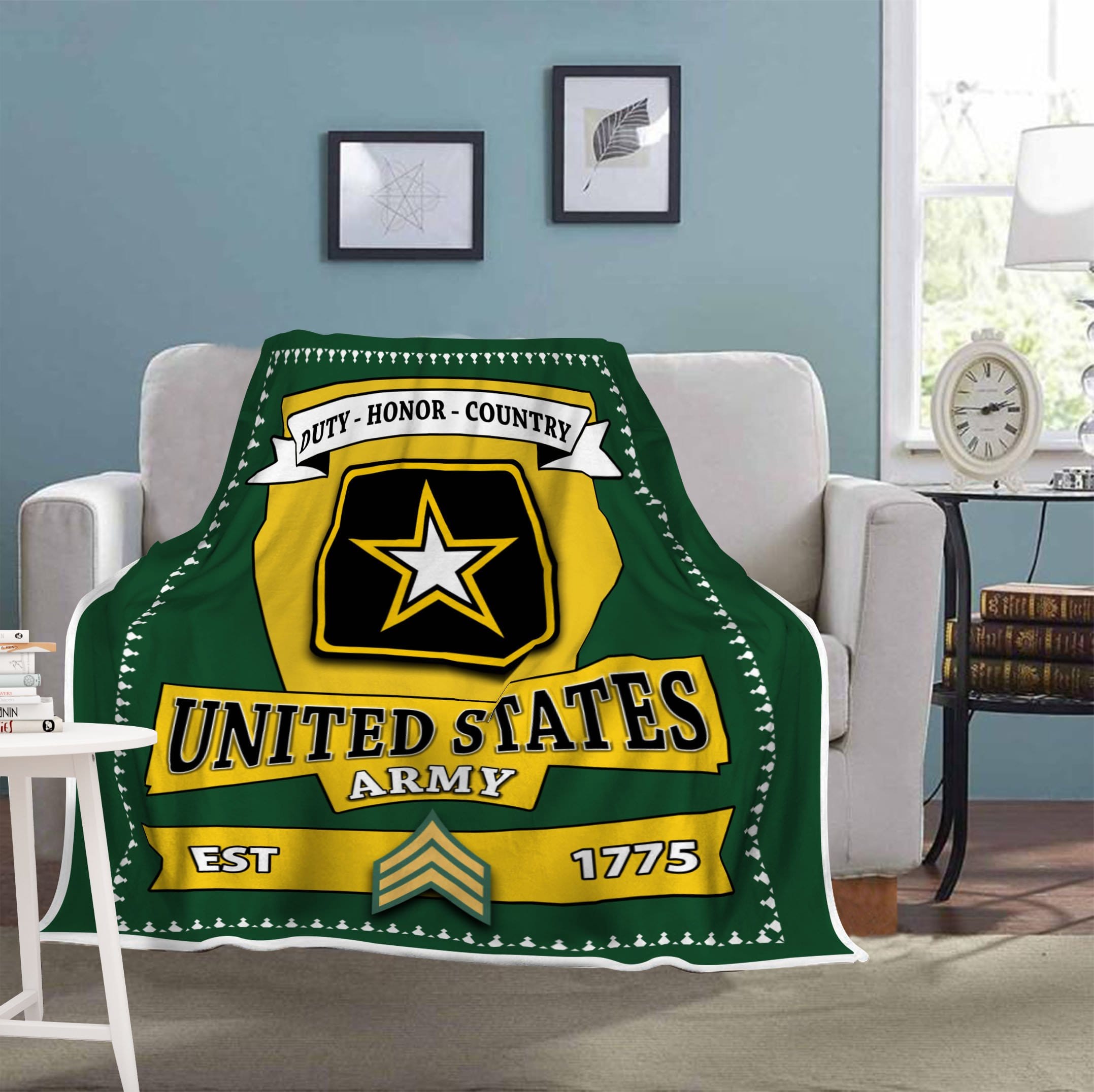 US Army E-5 Sergeant E5 SGT Noncommissioned Officer Blanket Cozy Plush Fleece Blanket - 50x60-Blankets-Army-Ranks-Veterans Nation