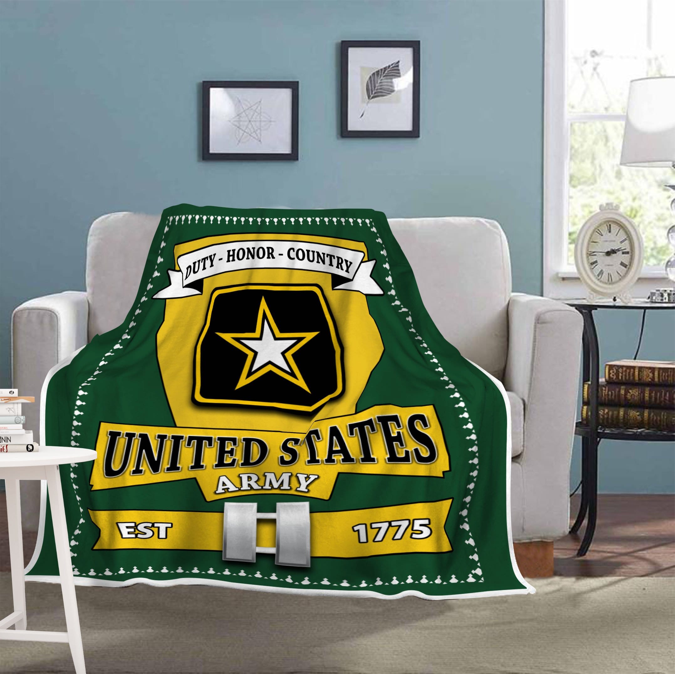 US Army O-3 Captain O3 CPT Commissioned Officer Blanket Cozy Plush Fleece Blanket - 50x60-Blankets-Army-Ranks-Veterans Nation