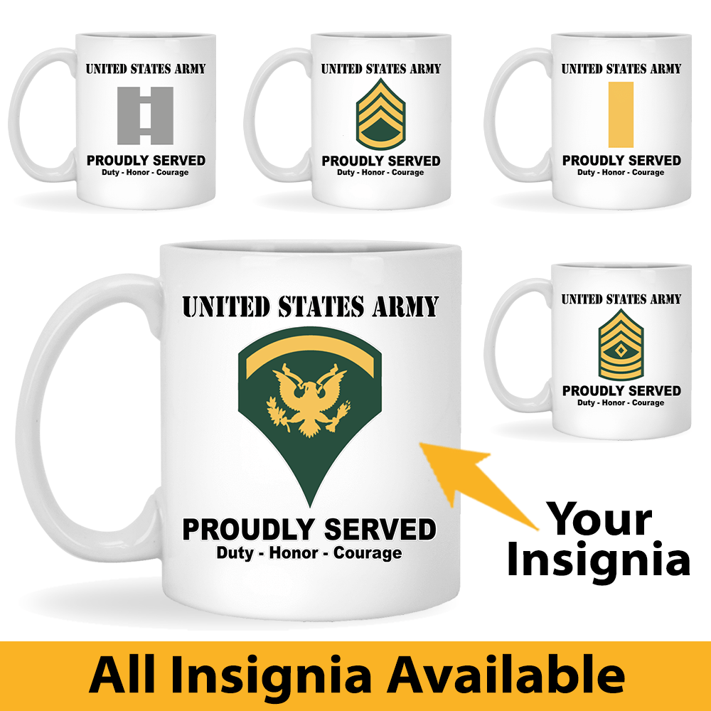US Army Insignia Proudly Served Core Values 11oz - 15oz White Mug-Mug-Army-Veterans Nation