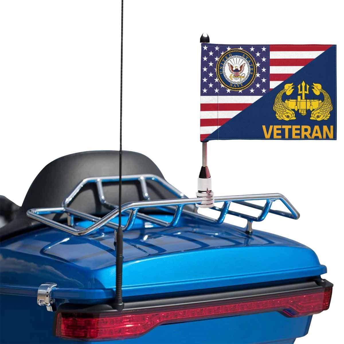 US Navy Combat Badge Veteran Motorcycle Flag 9" x 6" Twin-Side Printing D01-MotorcycleFlag-Navy-Veterans Nation