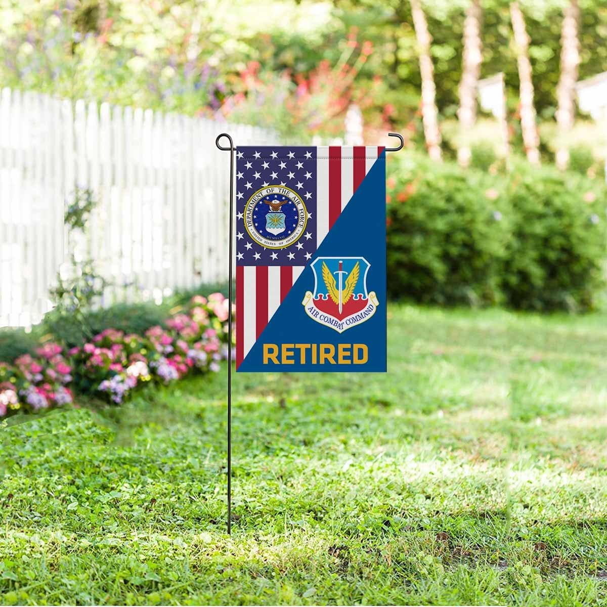 US Air Force Air Combat Command Retired Garden Flag/Yard Flag 12 inches x 18 inches Twin-Side Printing-GDFlag-USAF-Shield-Veterans Nation