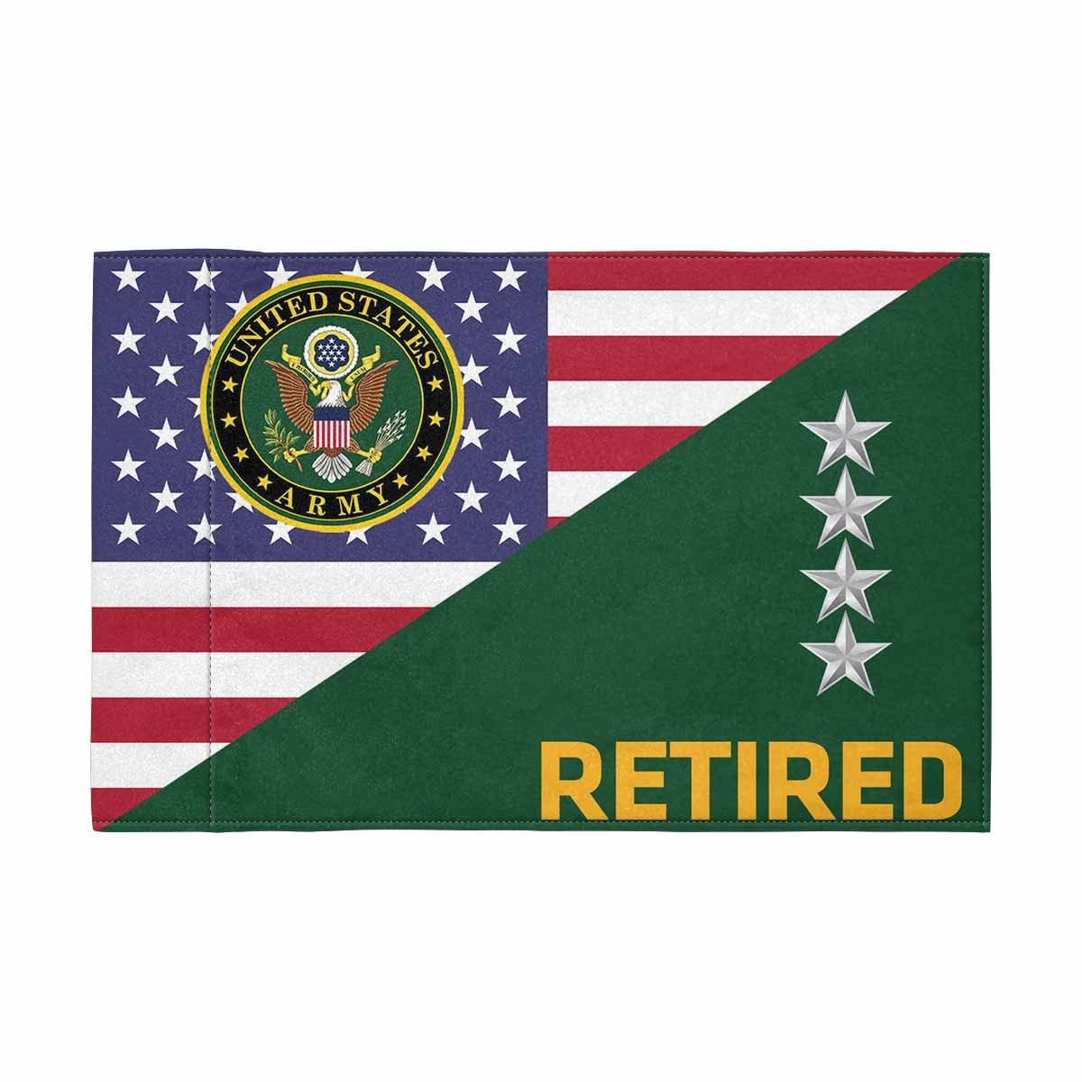 US Army O-10 GEN Retired Motorcycle Flag 9" x 6" Twin-Side Printing D01-MotorcycleFlag-Army-Veterans Nation