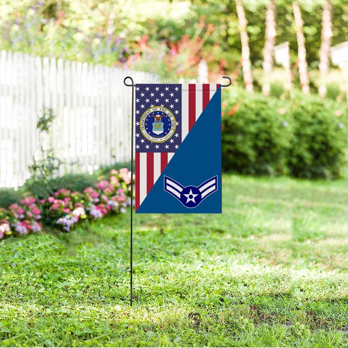 US Air Force E-3 Airman First Class A1C E3 Enlisted Airman Garden Flag/Yard Flag 12 inches x 18 inches Twin-Side Printing-GDFlag-USAF-Ranks-Veterans Nation