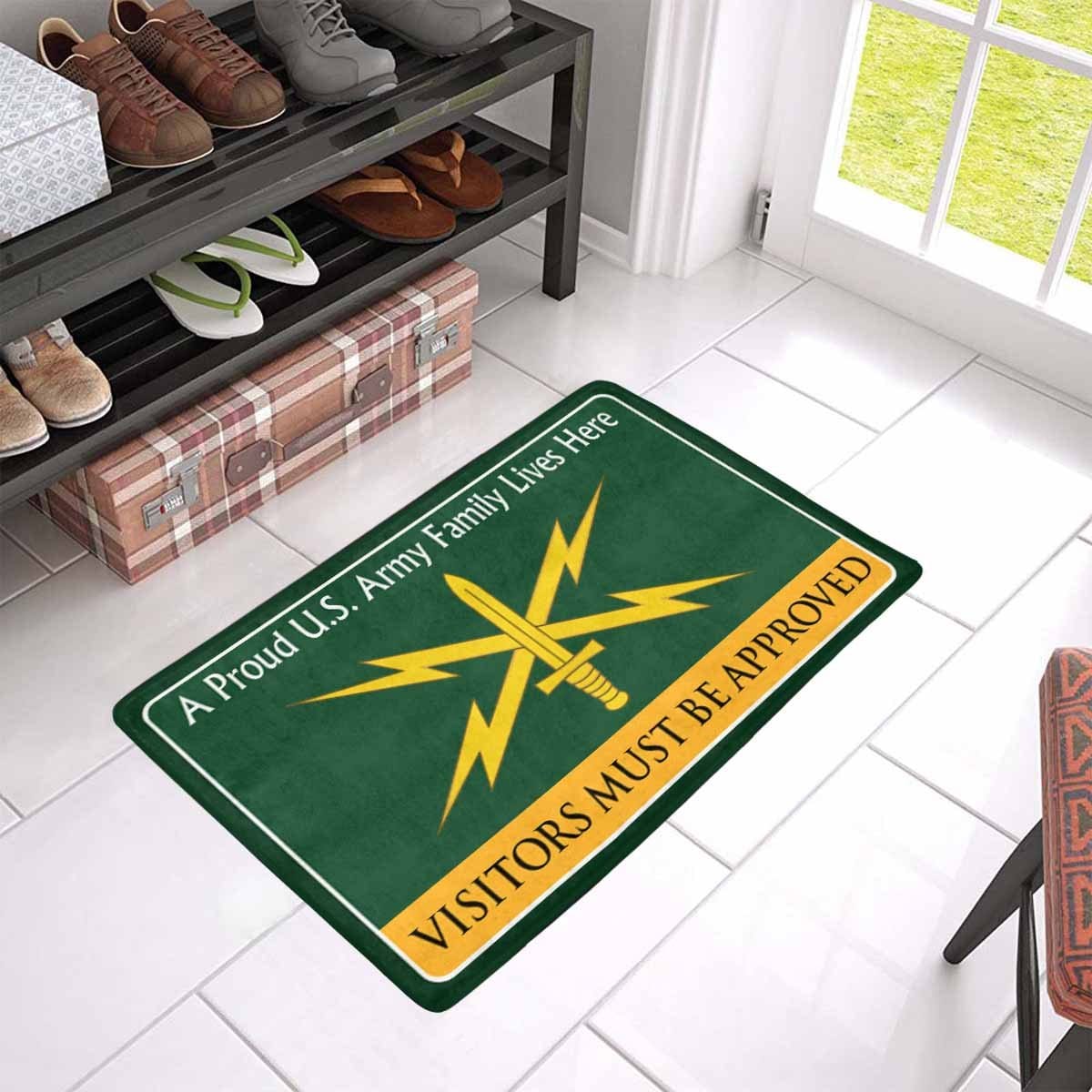 U.S. Army Cyber Corps Family Doormat - Visitors must be approved Doormat (23.6 inches x 15.7 inches)-Doormat-Army-Branch-Veterans Nation