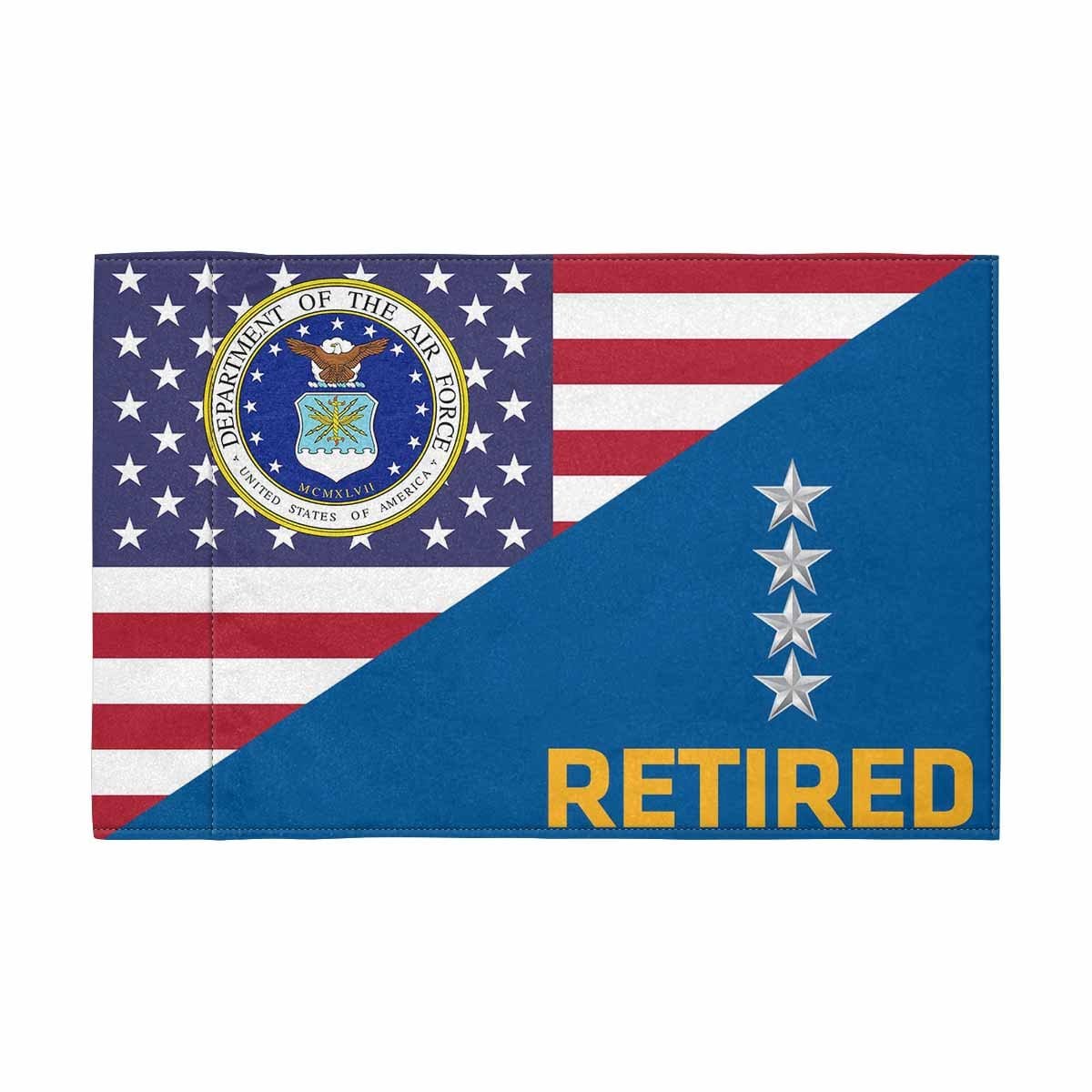 US Air Force O-10 Gen Retired Motorcycle Flag 9" x 6" Twin-Side Printing D01-MotorcycleFlag-USAF-Veterans Nation